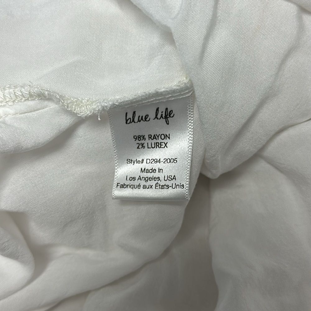 Blue Life A-line MINI Strapless DRESS Cream/Off White Sz L Boho - Picture 10 of 10